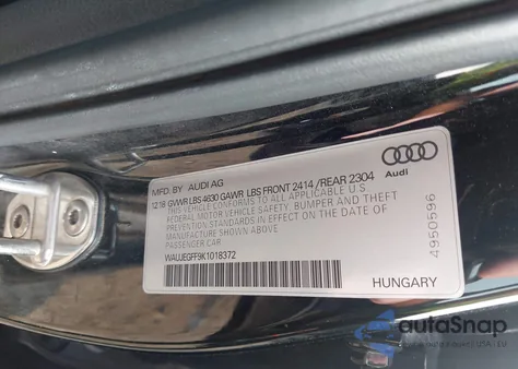 2019 Audi A3 45 Premium из США, поврежденный, VIN WAUJEGFF9K1018372